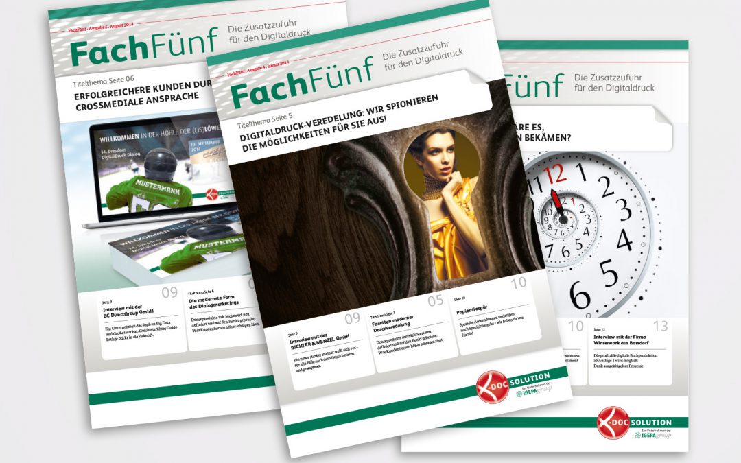 Editorial-Design: Kundenmagazin FachFünf für x-doc-solution