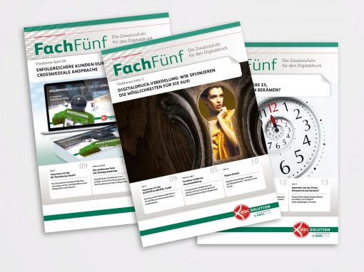 Editorial-Design: Kundenmagazin FachFünf für x-doc-solution